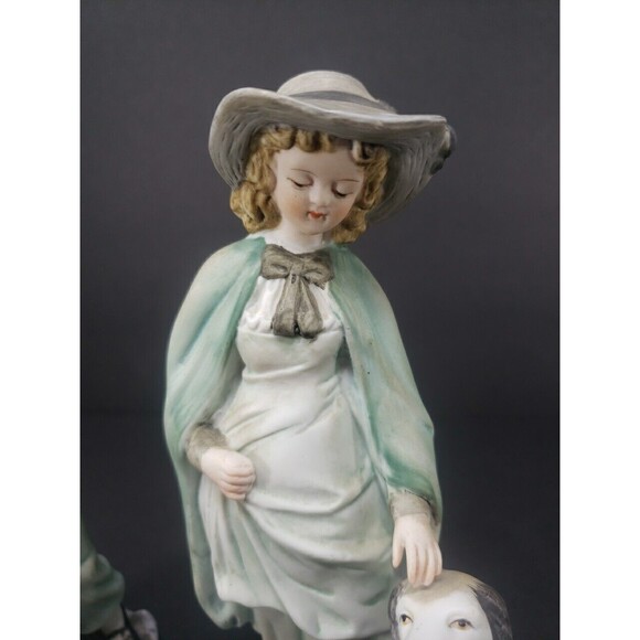 Andrea by Sadek Boy & Girl Dog Bisque Porcelain Figurines Ethan Allen 3213A VTG - Picture 4 of 16